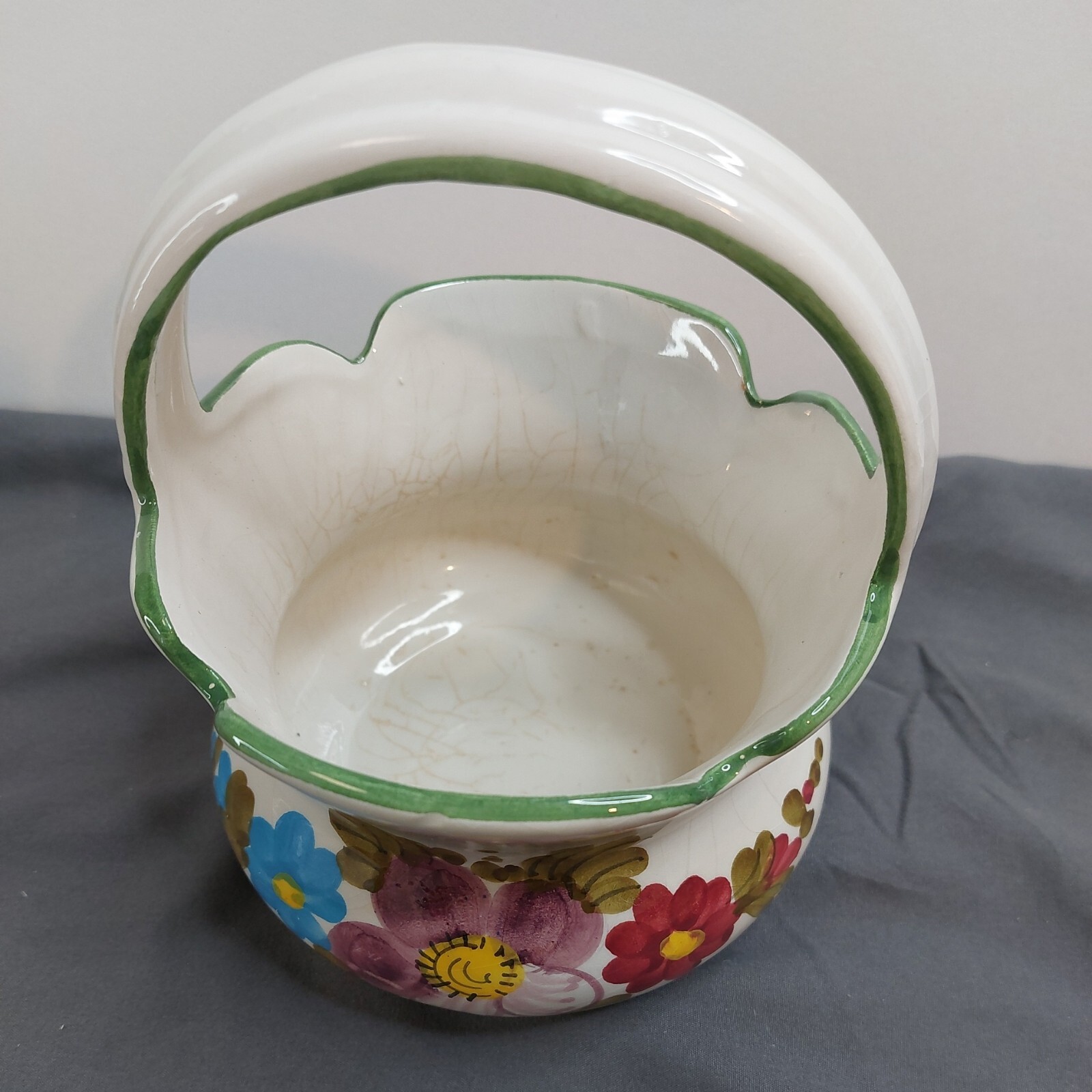 Italian Hand Painted Flower Basket