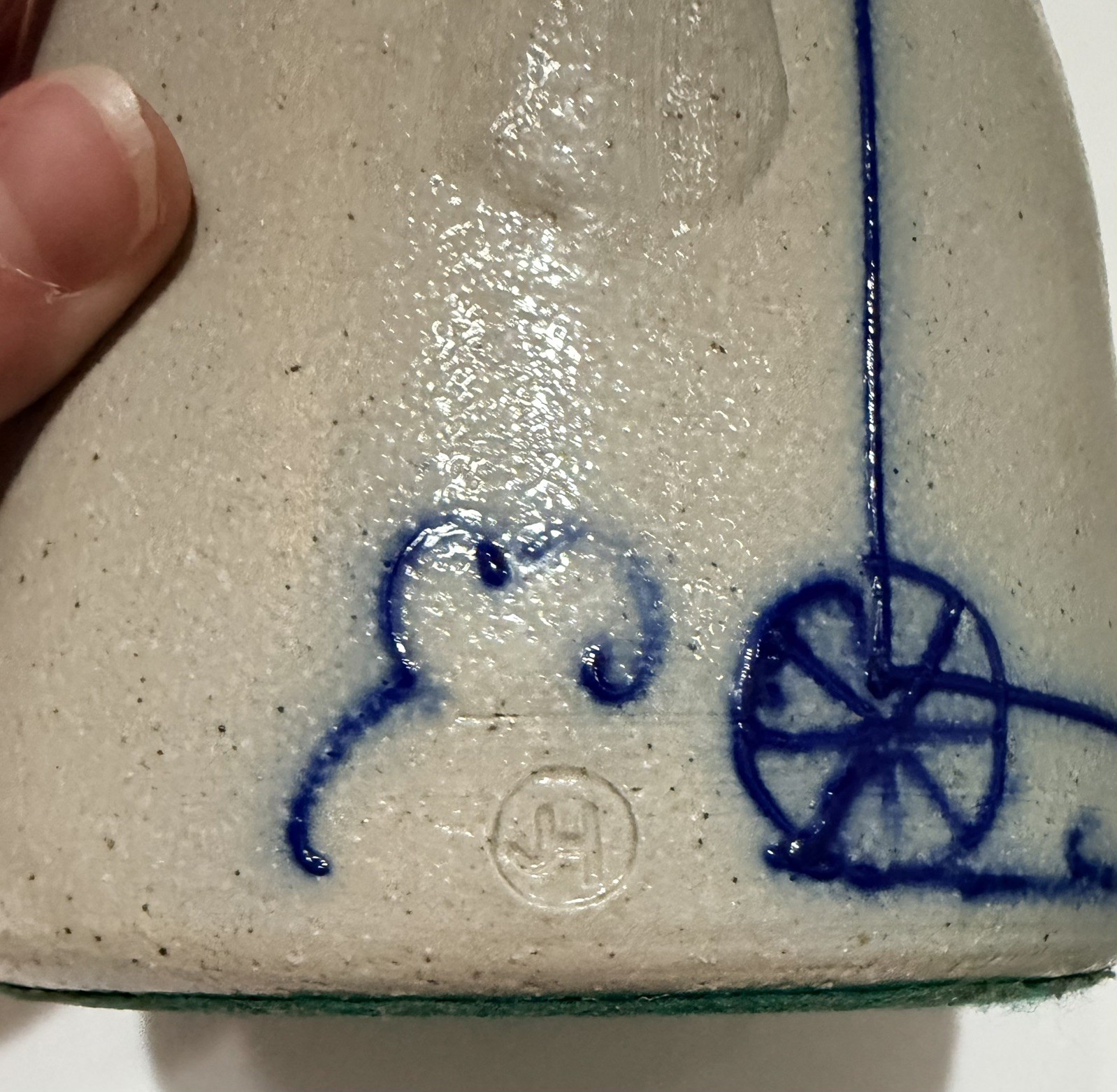 Rare Salmon Falls Pottery 1997 Handle Jug Crock Amish Horse and Buggy 8.5”x4.25”