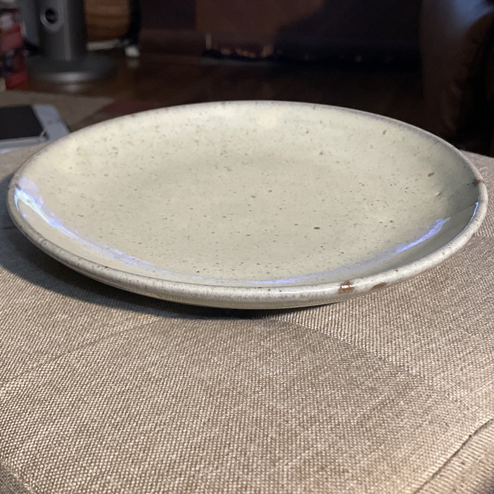 Vintage Studio Art Pottery Plate Drip Glaze Mid Century Ceramic Stoneware