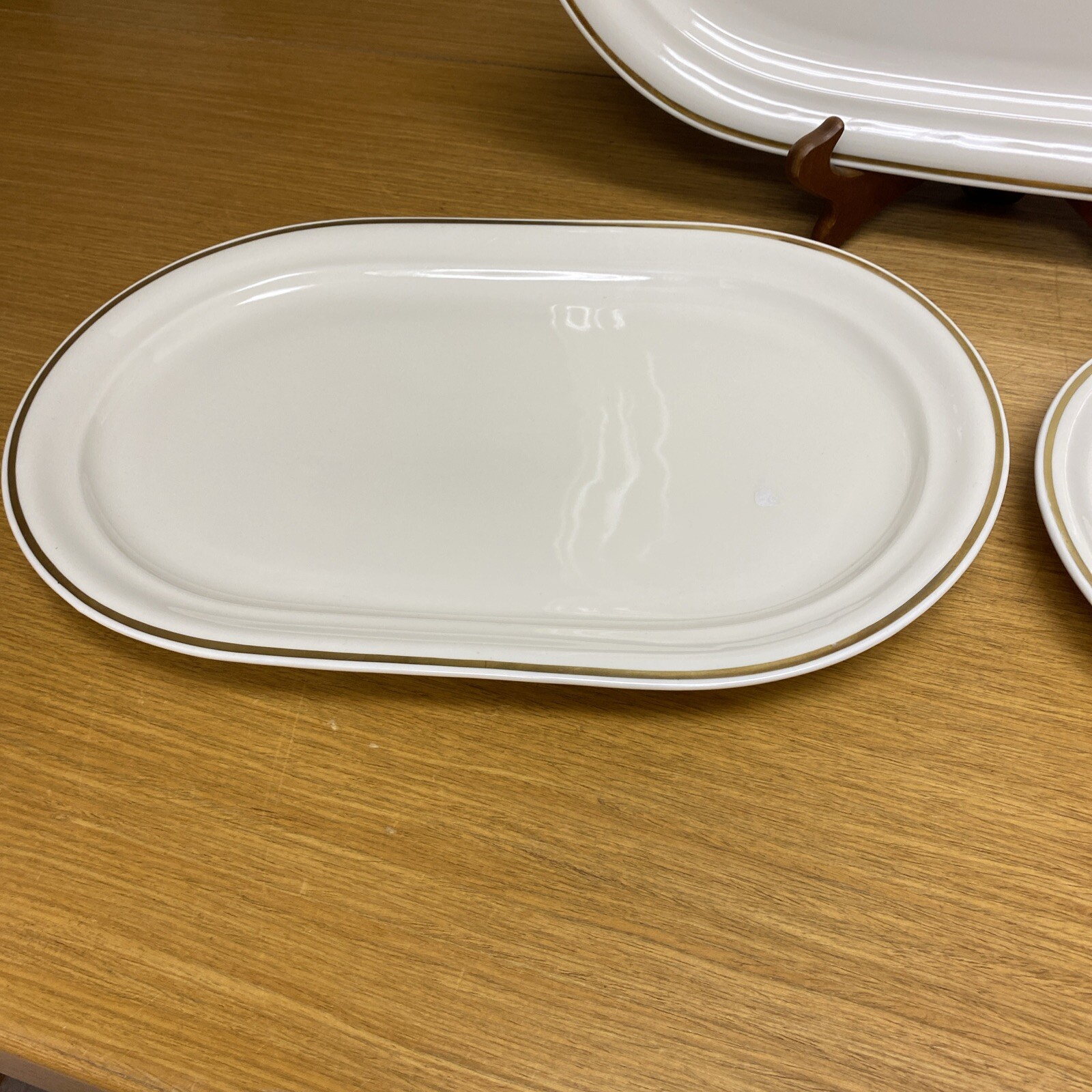3 Vtg. Weimar Feodora Goldreif Ivory 16 1/2” – 15” – 13” Oval Serving Platter’s