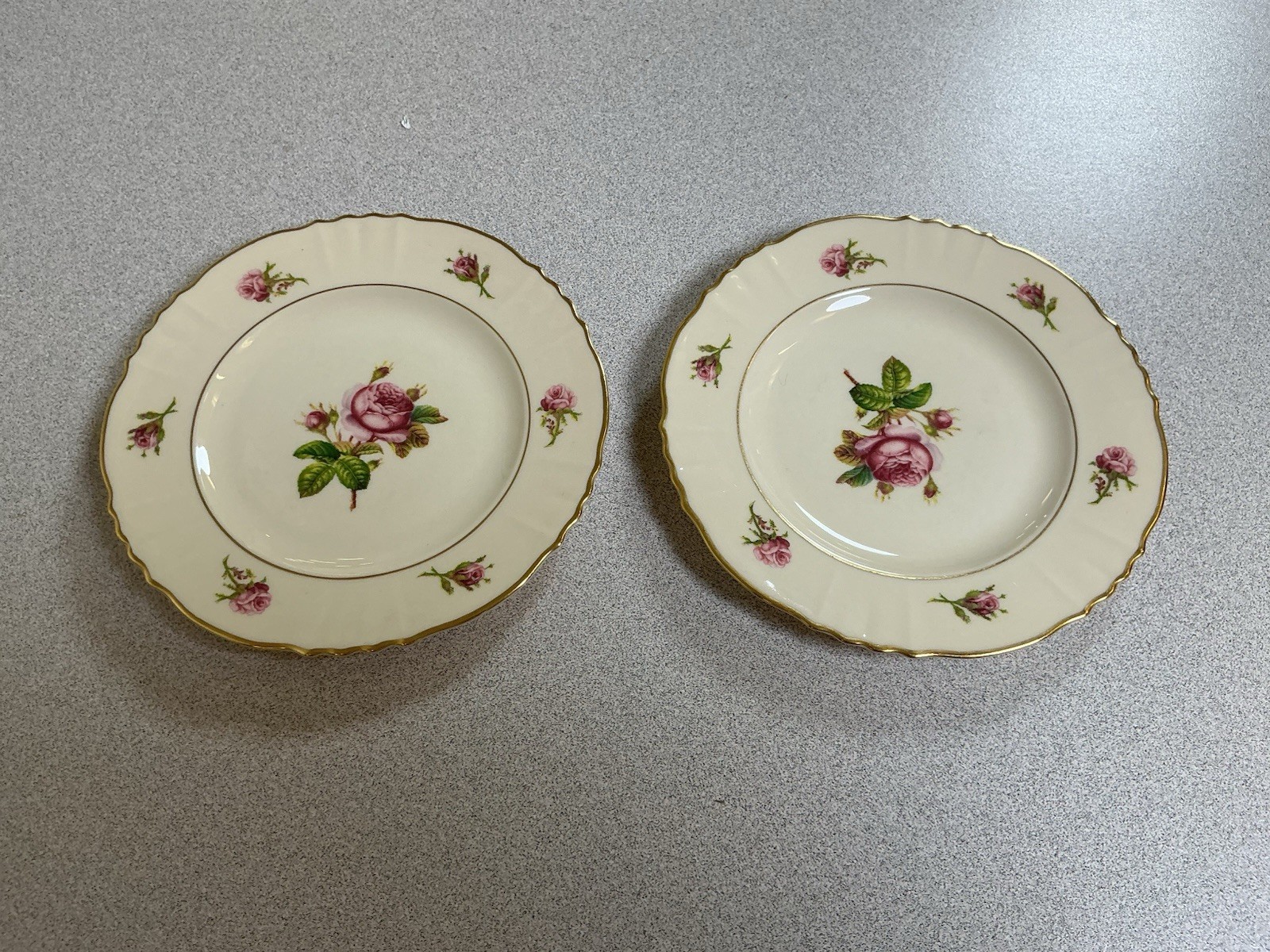 Syracuse China Victoria Set Of 8 Scalloped Bread Plates 6 1/2” Pink Rose Gold