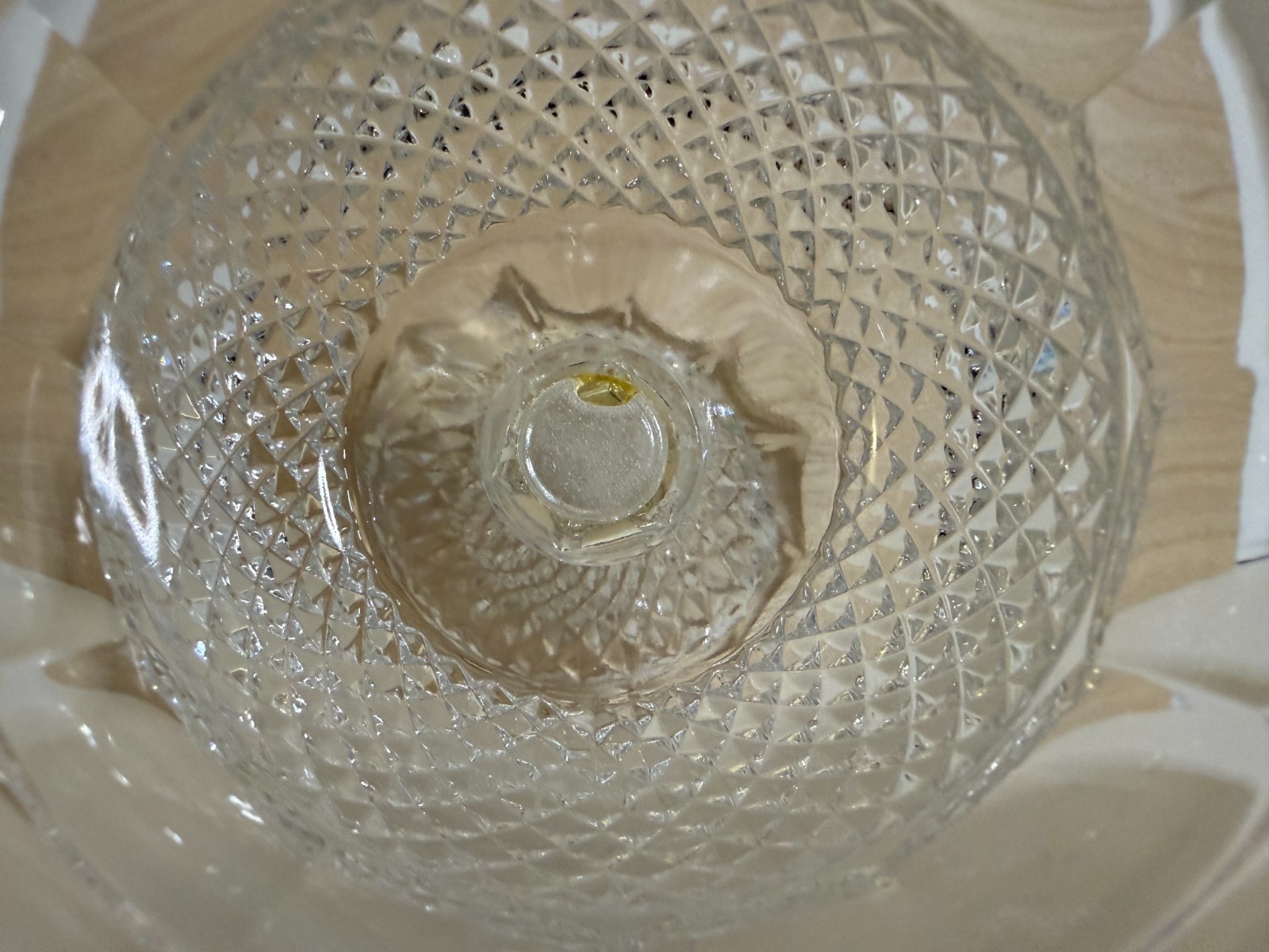 Anchor Hocking Wexford Diamond Pattern Heavy Glass Pedestal Compote Vintage