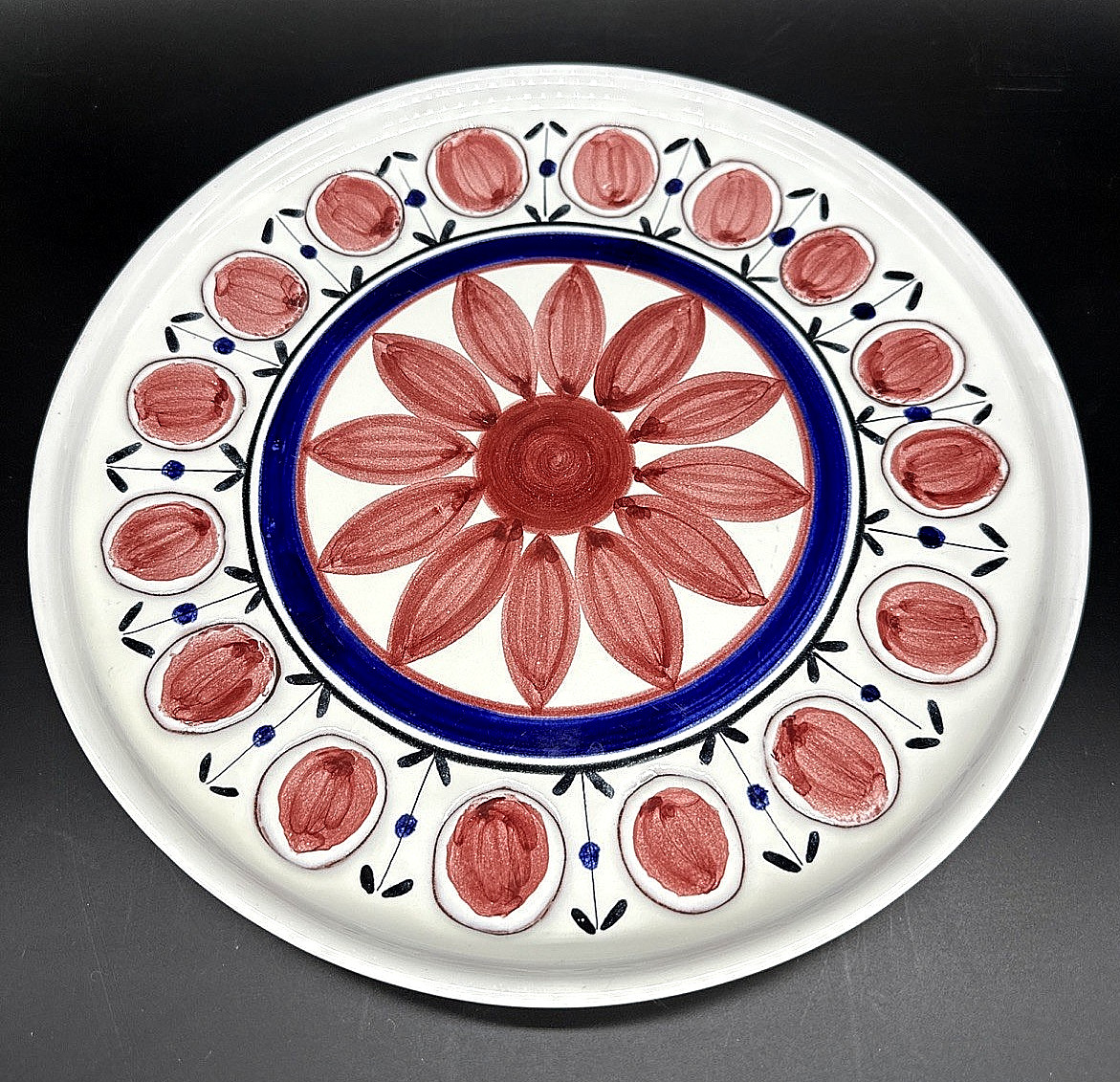 Scandinavian Norway Art Pottery Platter Pink Flowers 311/488 Graveren Norsk 12″