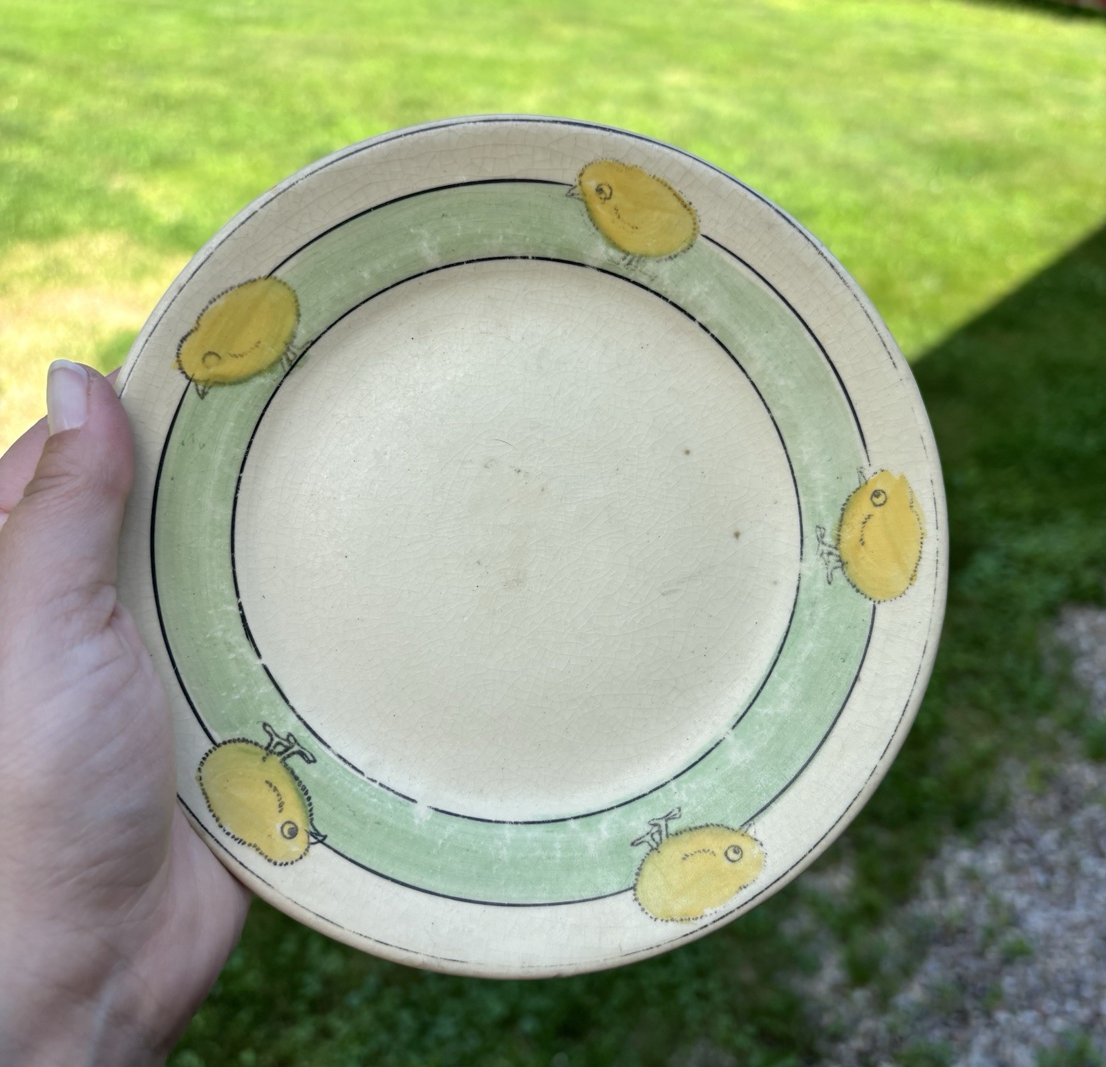 Roseville Juvenile Pottery Early Baby Chick Creamer And Saucer 1910s Child’s