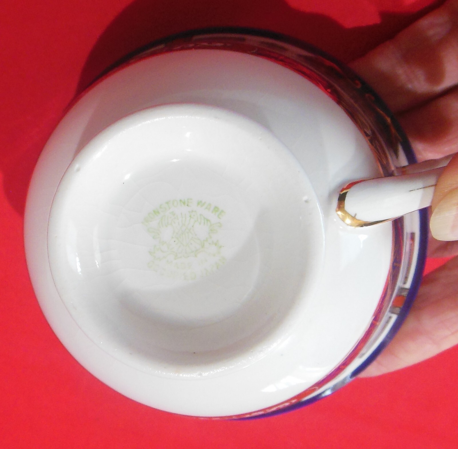 Nikko Ironstone Footed Cup & Saucer Set Blue Rust Gold Floral H491
