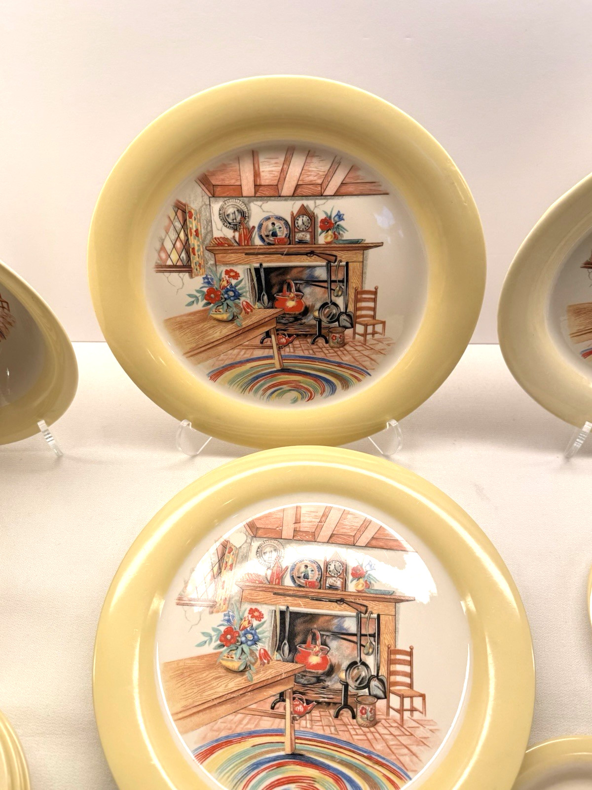 26pc Homer Laughlin Eggshell Colonial Kitchen Hearth Yellow Rim 1941 Swing Set