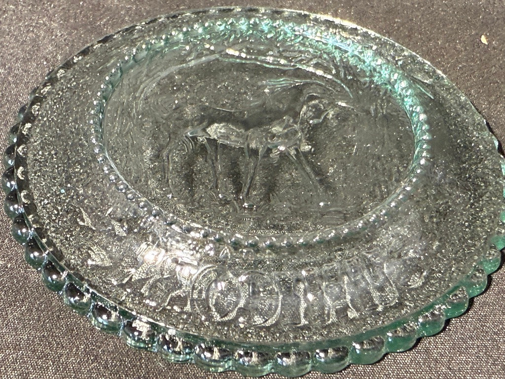 Green Vaseline glass Unicorn plate tea cup horse uranium pony saucer selenium 3″