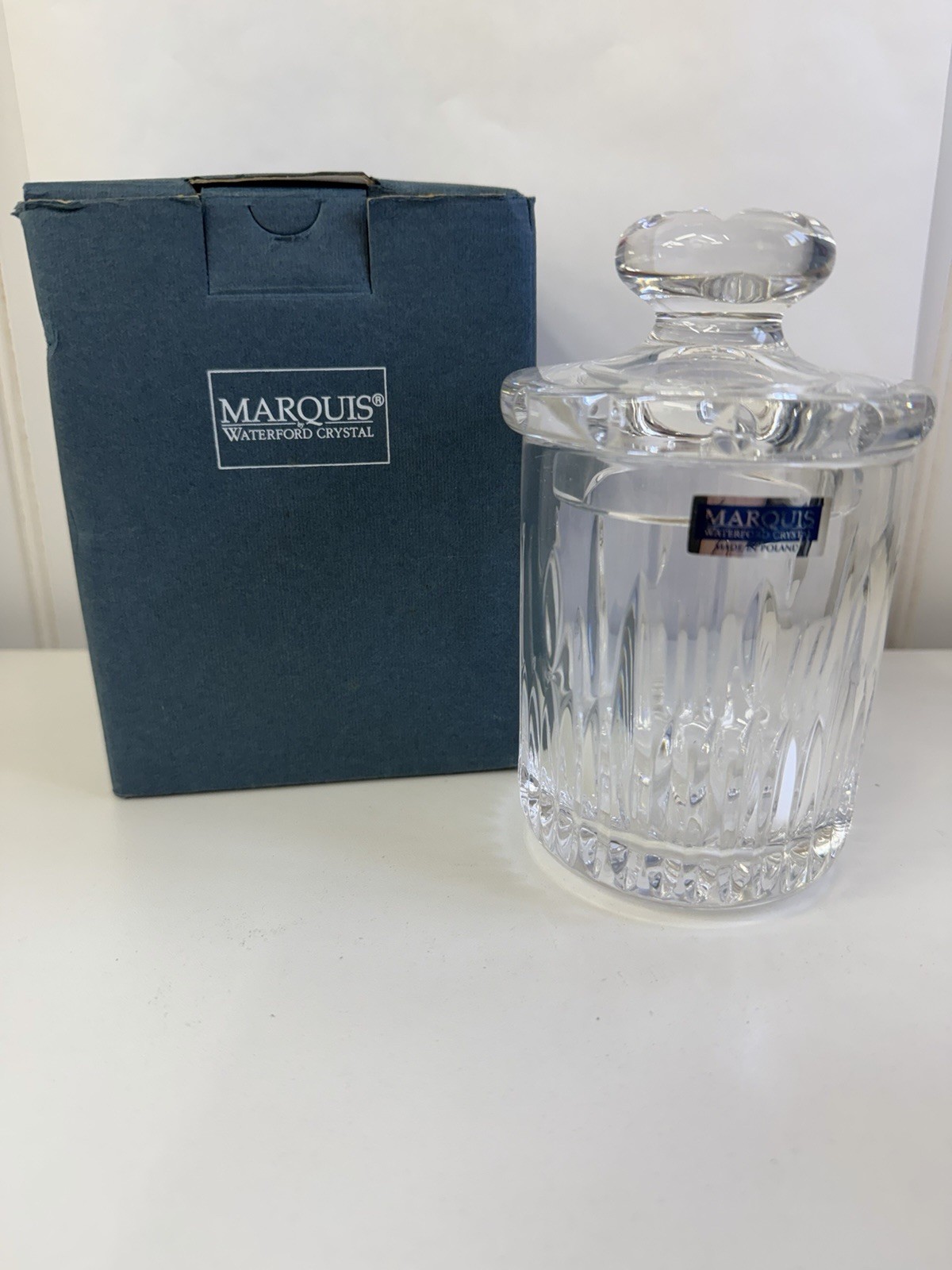 VTG 1995 Waterford Marquis Crystal “Claria” Covered Vanity Jar POLAND 5.5×3.5 in