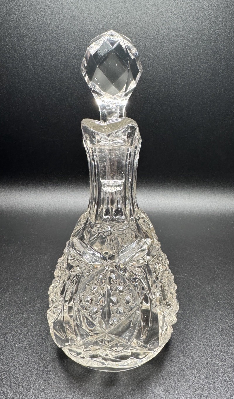 Antique New Martinsville No. 500 Wetzel Glass Cruet EAPG Manganese Glow 1905