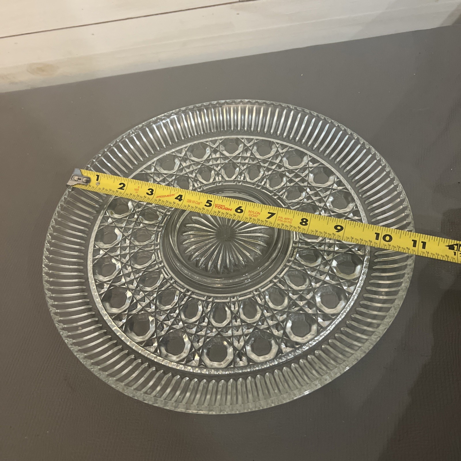 Federal Clear Glass Windsor Platter/Button & Cane Serving Plate 1970s