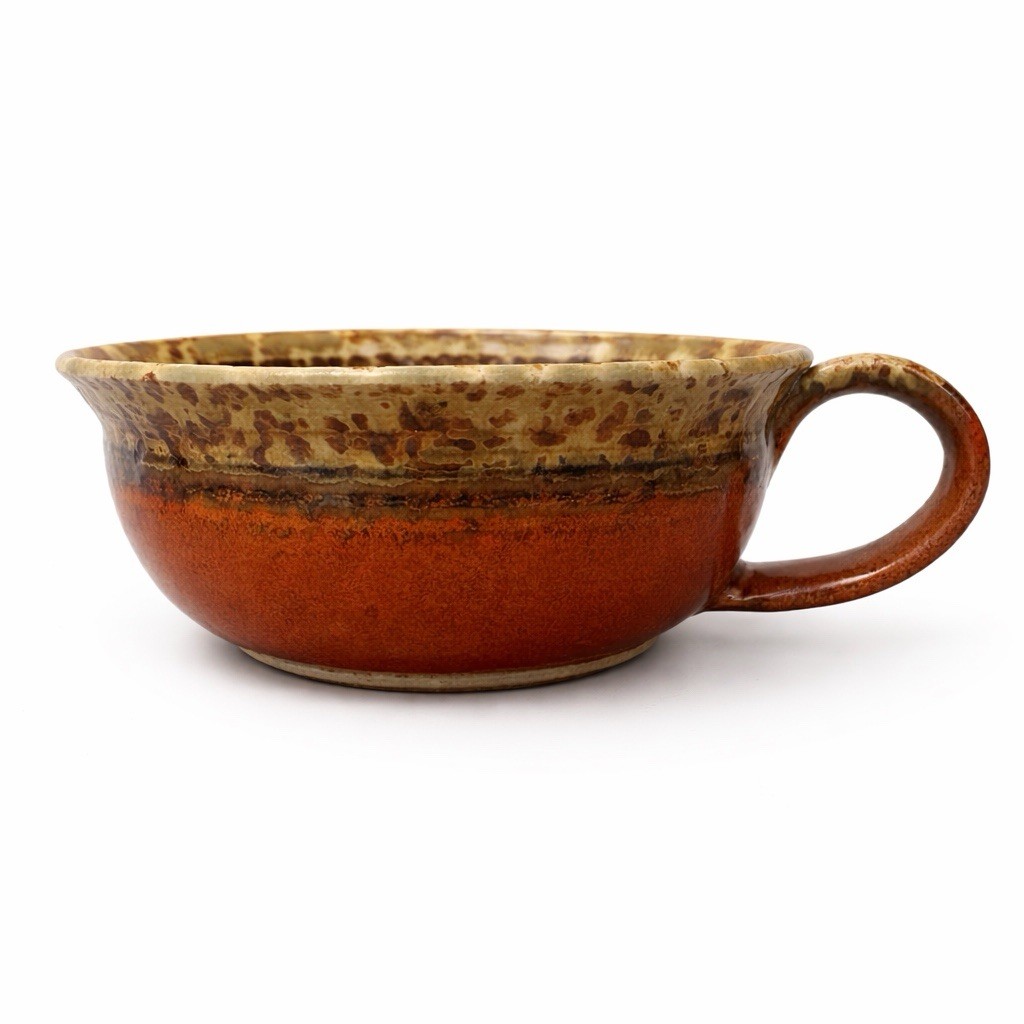 Vintage HandmadePottery Soup Mug Bowl Handle Drip Glaze Signed 2012 Rustic 6.5