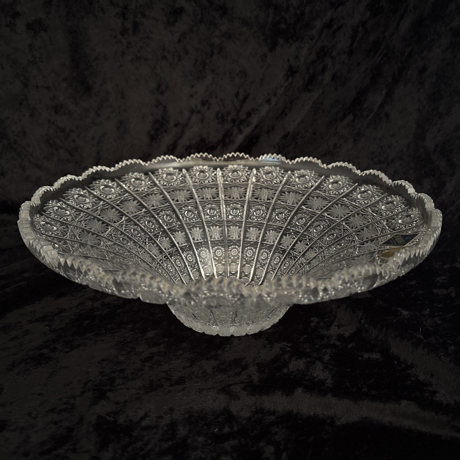 Vintage Bohemia Hand Cut 24% Lead Crystal 12” Master Centerpiece Bowl – Signed