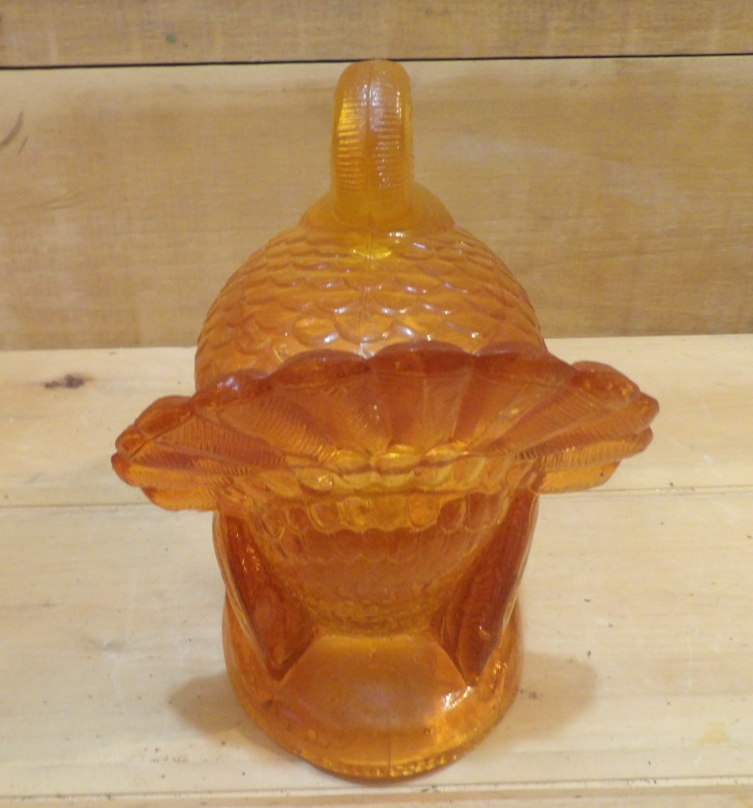 1 Orange Turkey on A Nest Candy Dish. 6¼”L x 5″W x 2⅛”D x 7″H.