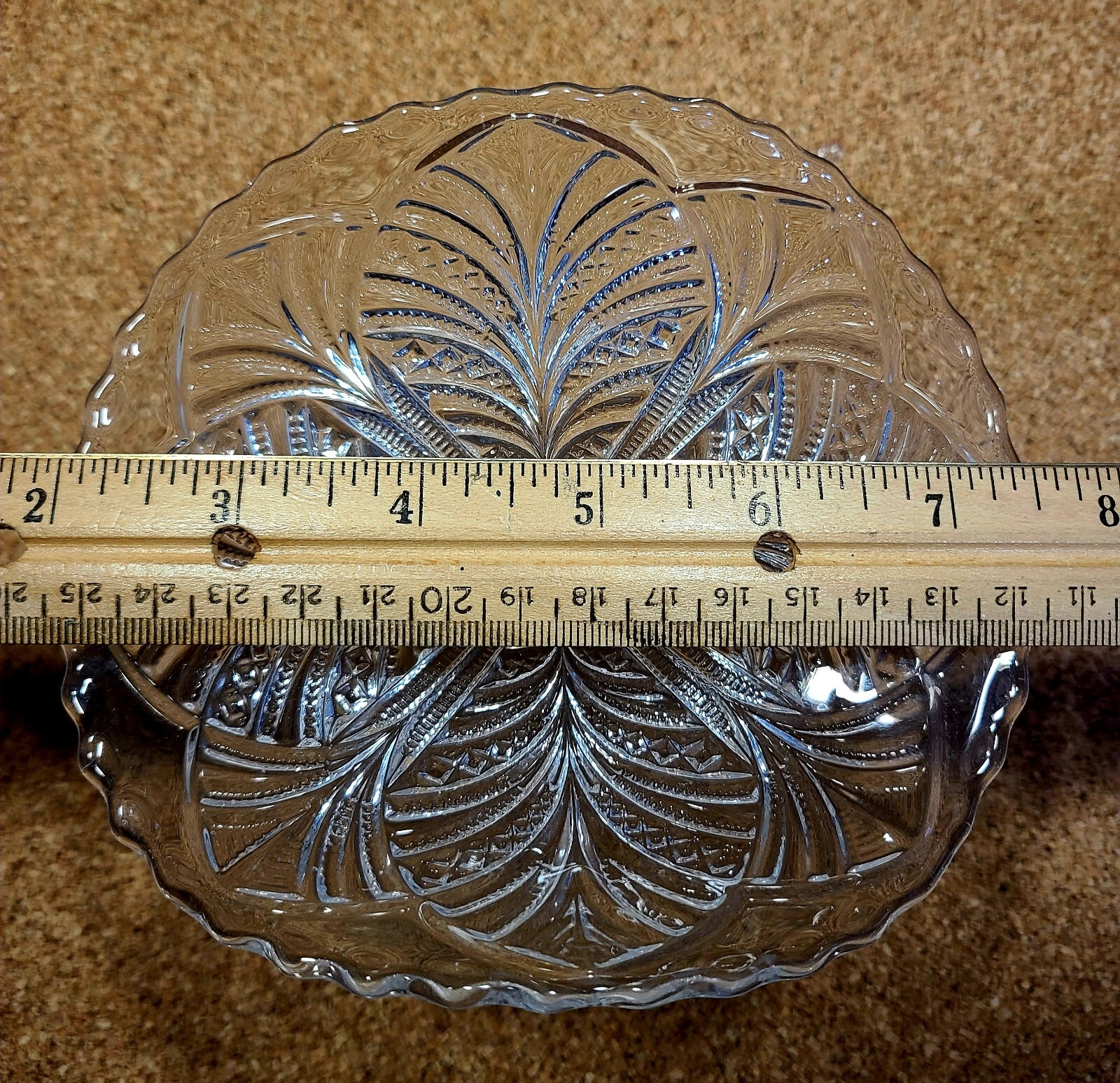 Vtg Bryce Higbee Clear Glass Palm Leaf Bon Bon Candy Serving Pedestel Dish Bowl