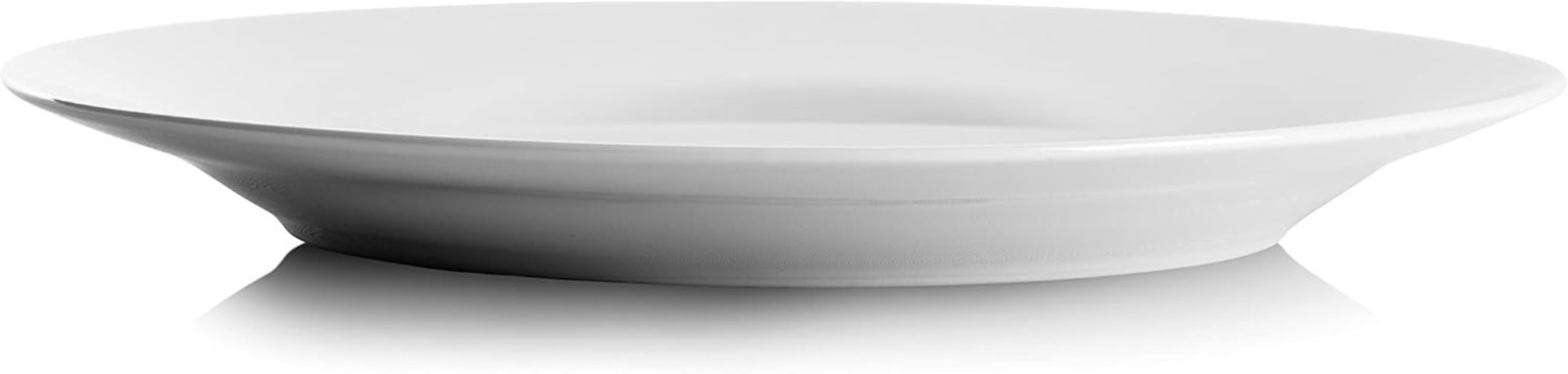 Timeless Ceramic Dinnerware: Set of 12 10.5″ Round White Plates for Home Dining