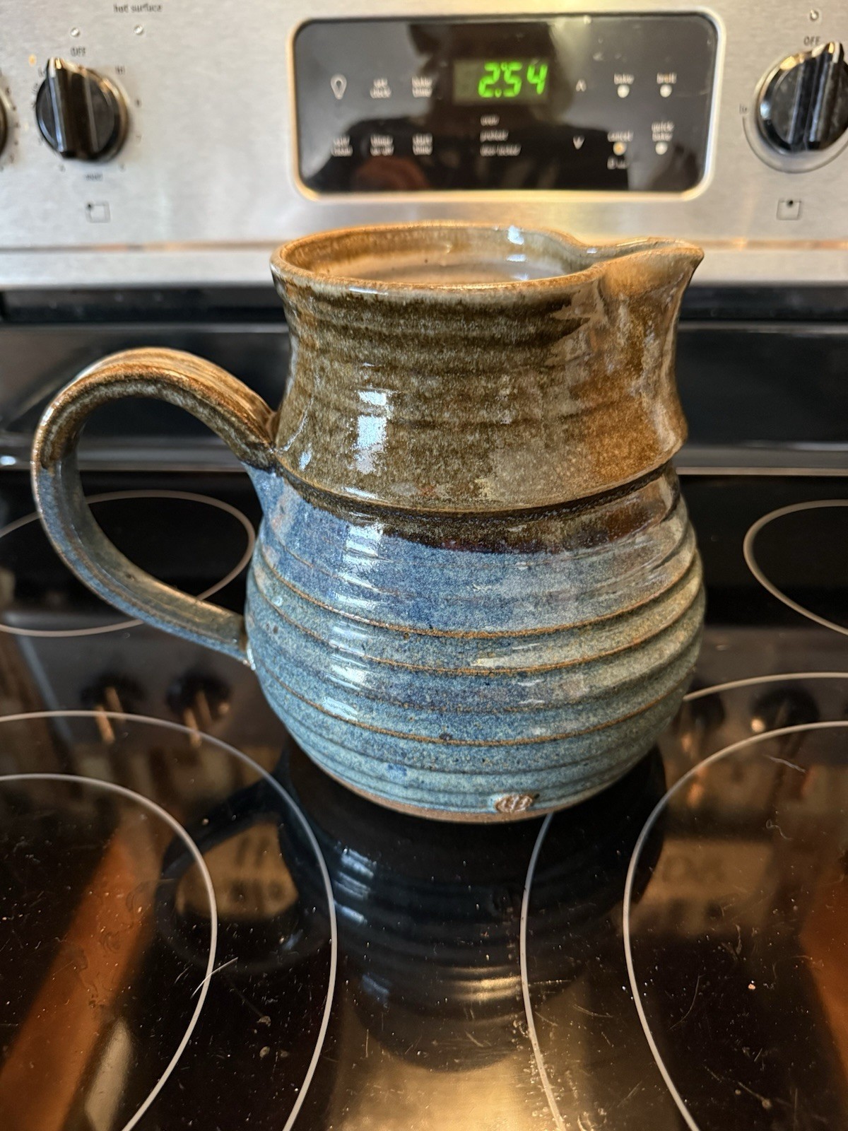 Signed Studio Art Pottery Ceramic Pitcher Hand Thrown Stoneware Vintage