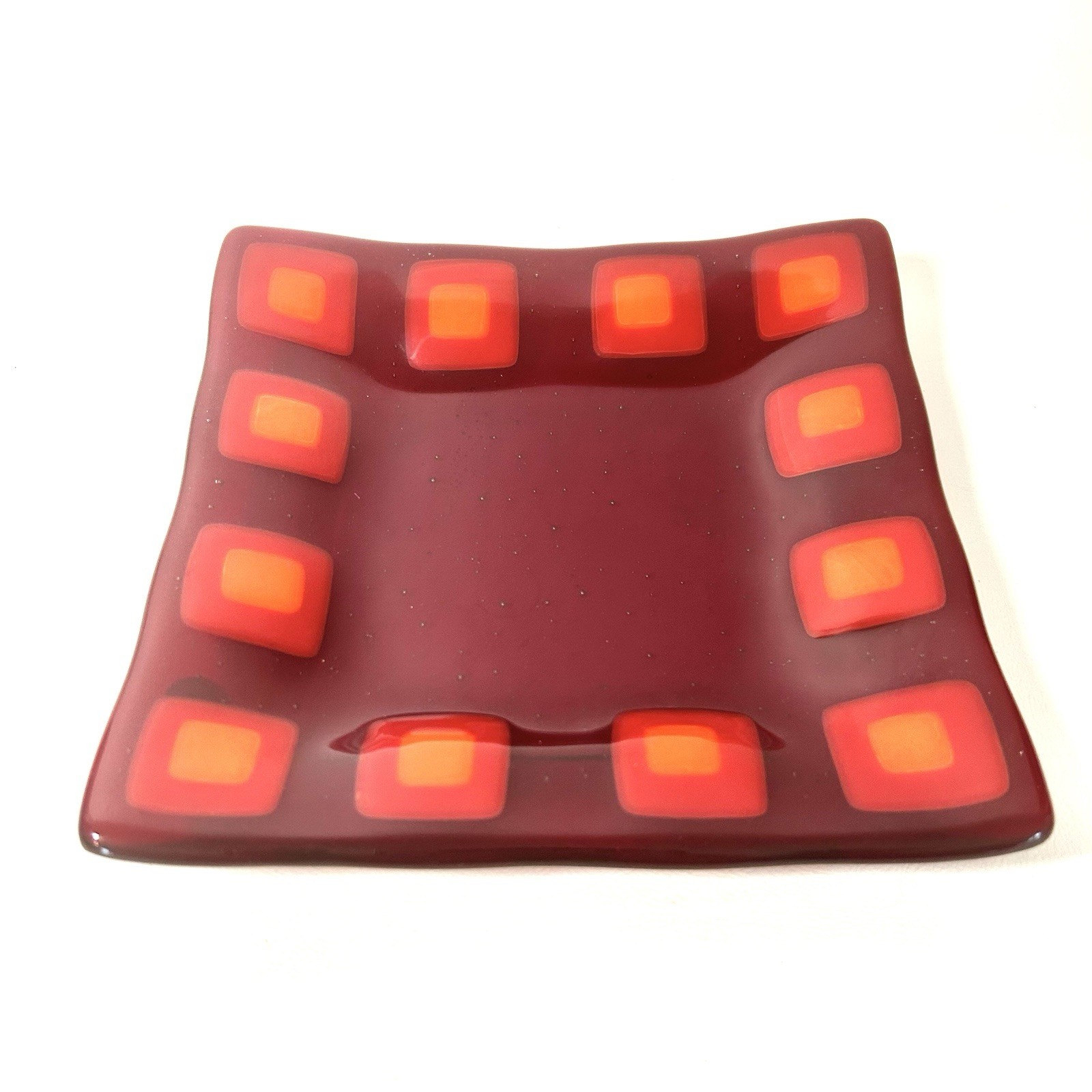 Higgins Style Fused Art Glass Plate Signed by MO Artisan Contemporary Art MINT
