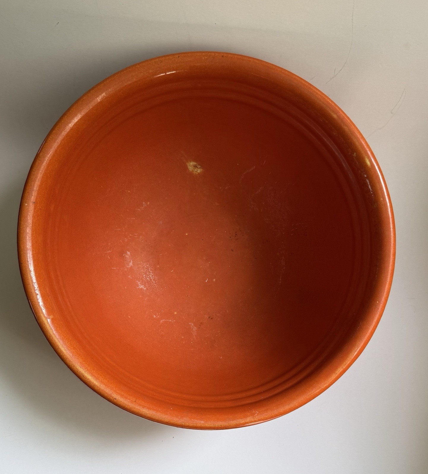 Bauer Orange Ceramic Round Bowl 9 in Diameter