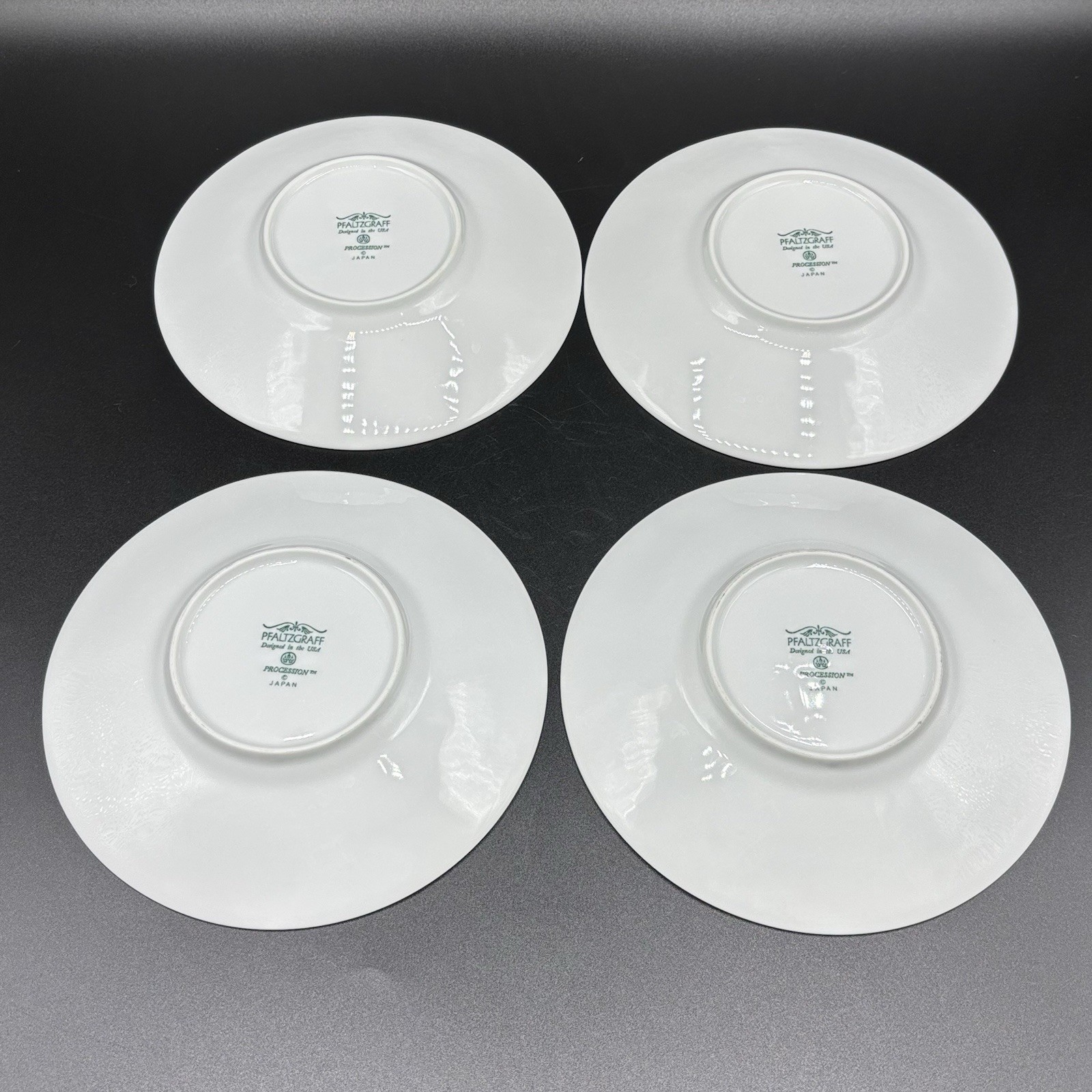 Vtg Pfaltzgraff Procession White Saucers For Flat Cups 6.25” Embossed Set Of 4