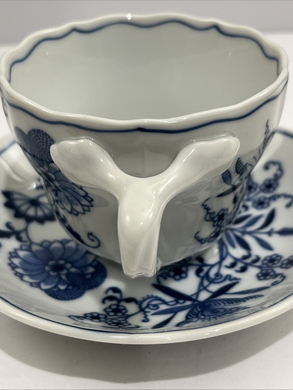Blue Danube China Set Cup And Saucer w/ Ribbon / Banner Logo