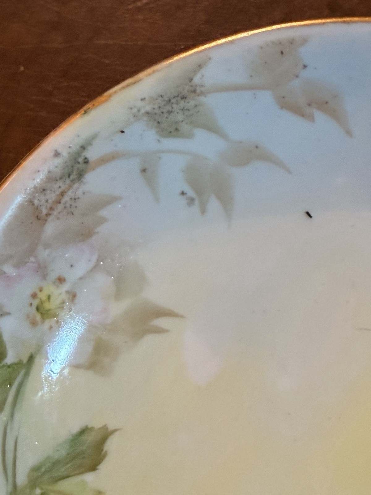 Antique Limoges Hand Painted Pedestal Compote W/ Delicate Floral + Gold Decor