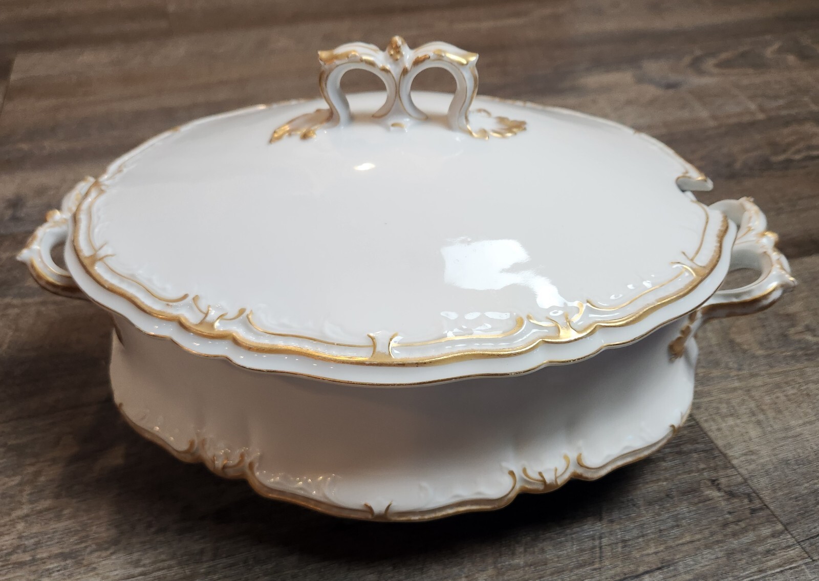 Vintage Haviland Limoges Round& Oval Set Covered Dishes White/Gold HOLIDAY