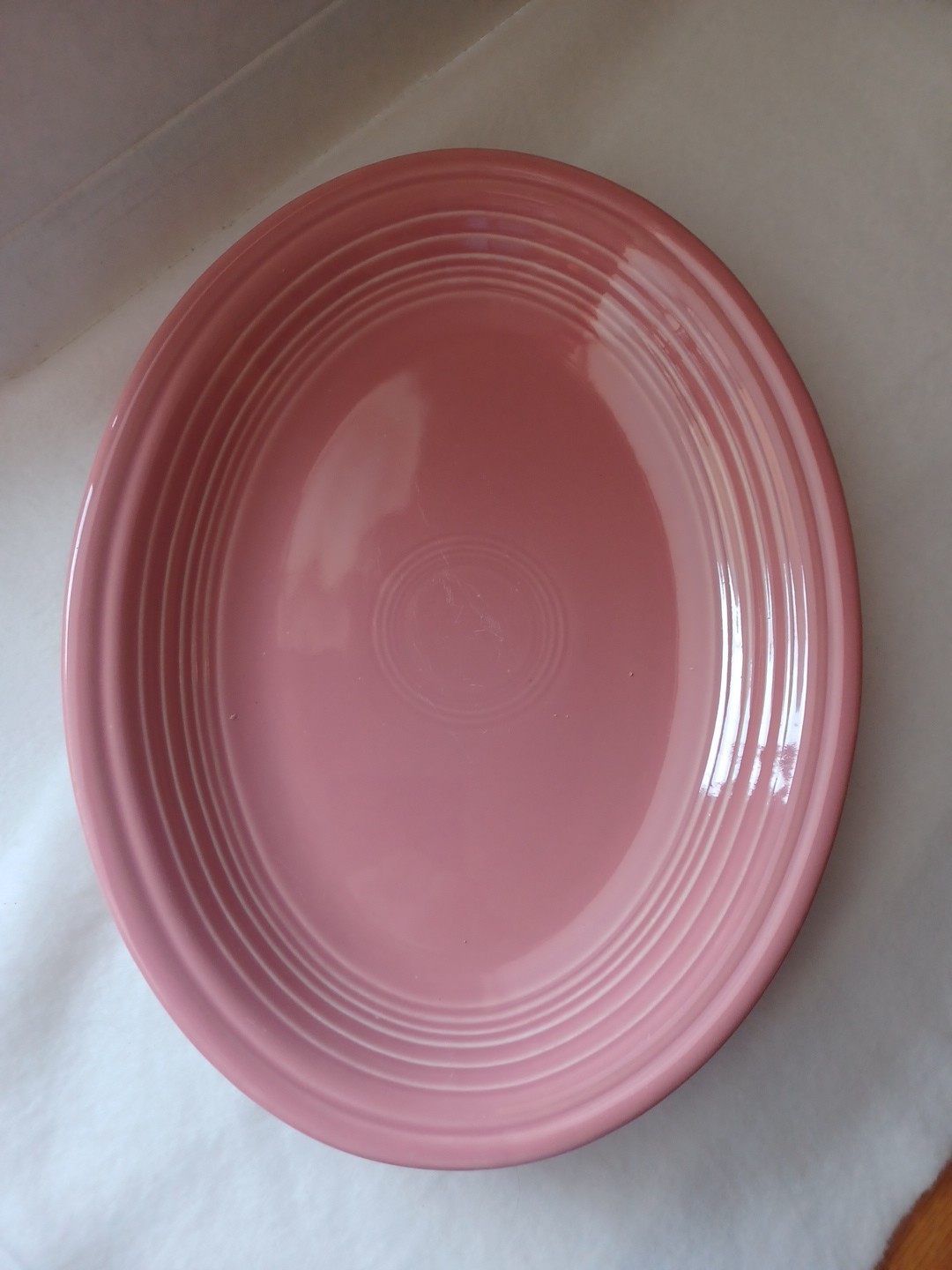 1 Vintage Out Dated Color Of Rose Pink Oval Platter 12inx 9in