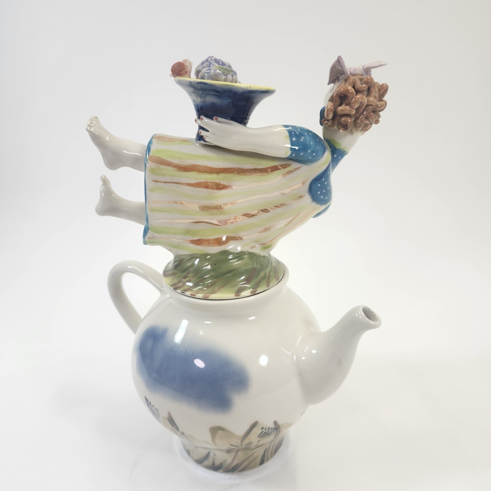 Julia Kirillova Teapot Signed 1997 Russian Studio Pottery Figural Art Whimsical