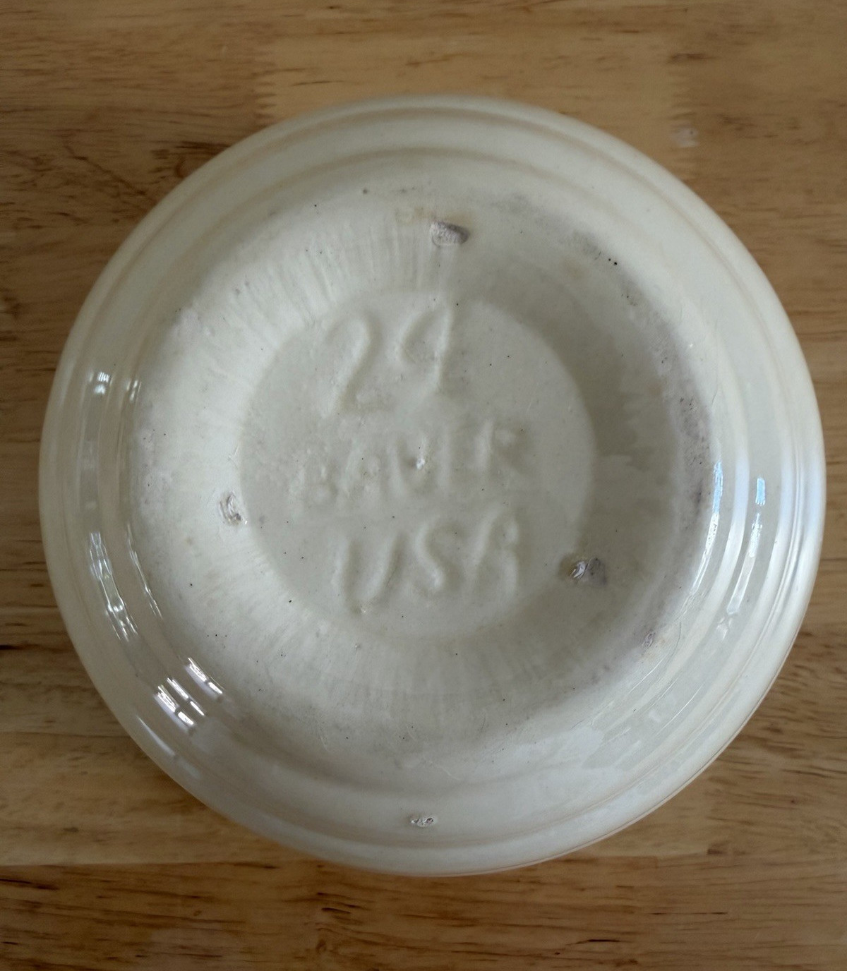 Vintage Bauer Pottery Ringware Mixing Bowl #24 Ivory White Beehive Nesting 7.5″
