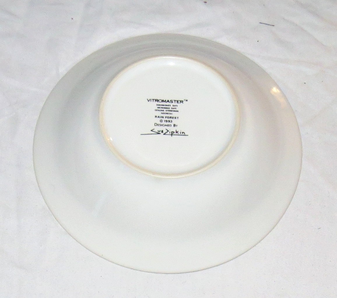 Vitromaster Rain Forest pattern by Sue Zipkin FIFTEEN pieces Plates, Bowl, Mugs