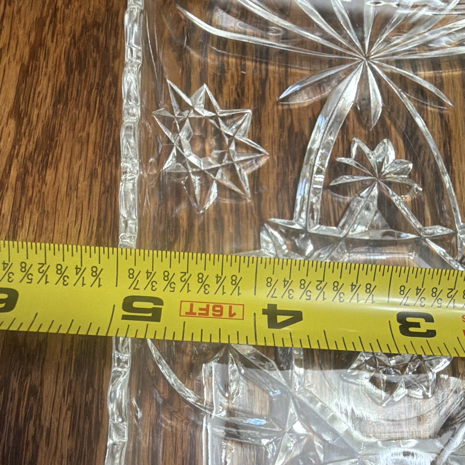 Clear Pressed Glass Starburst Rectangle Serving Tray 9 x 5 in Decorative