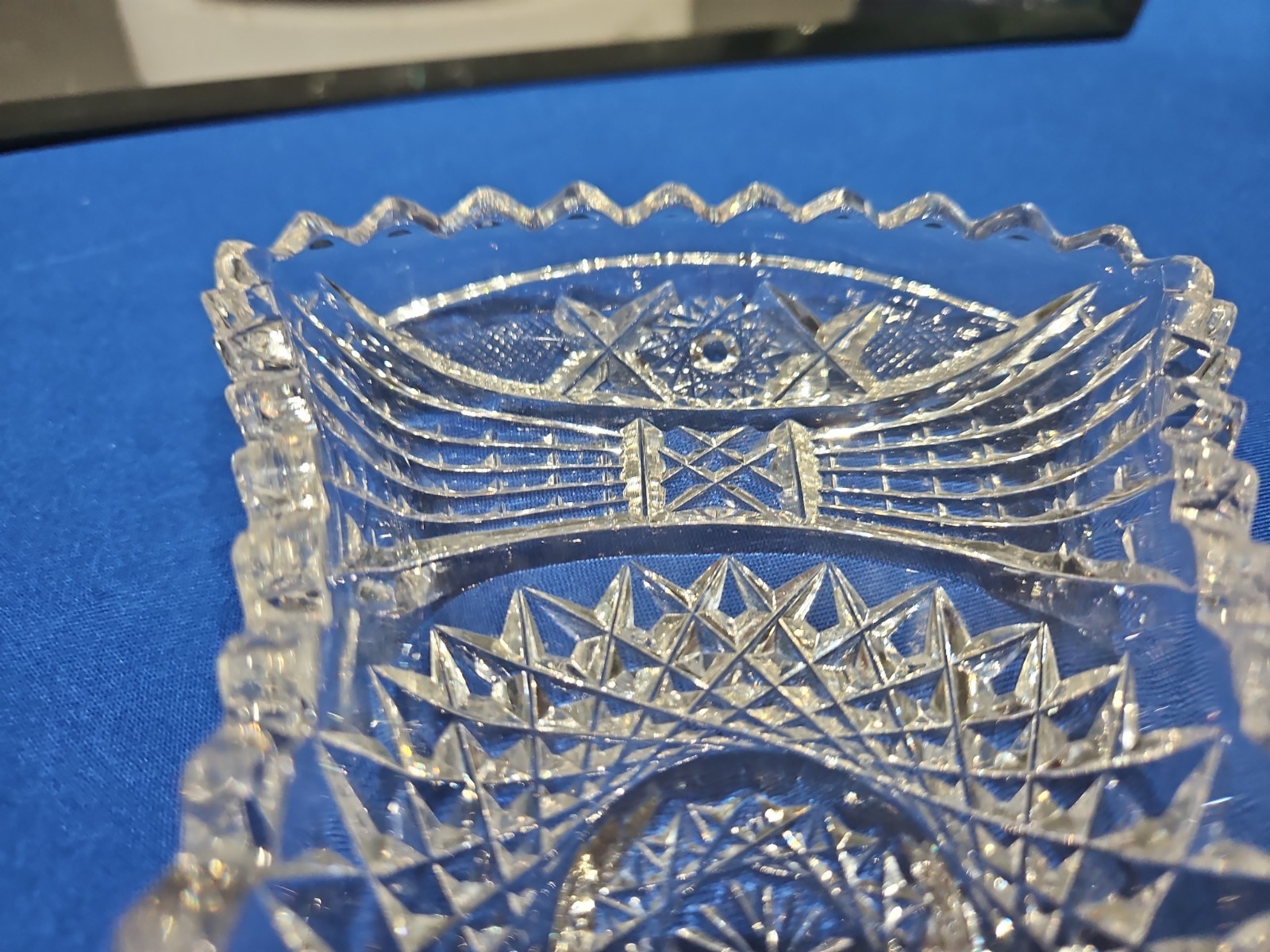 unusual Bonbon Bowl American Brilliant period Cut Glass Crystal Bow tie shape