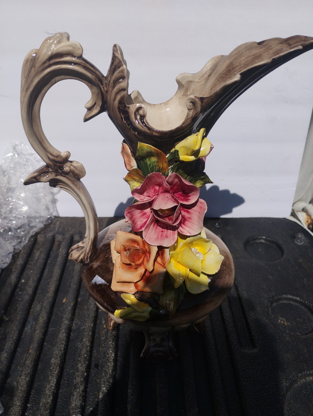 Vintage Capodimonte Porcelain Pitcher Ewer Italy