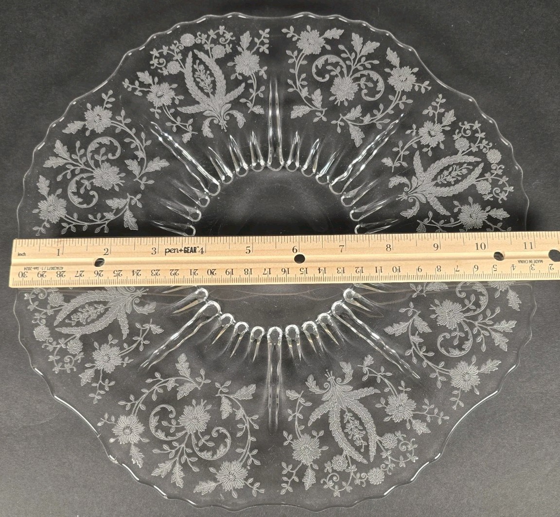 New Martinsville Prelude Etched Glass Salver Plate