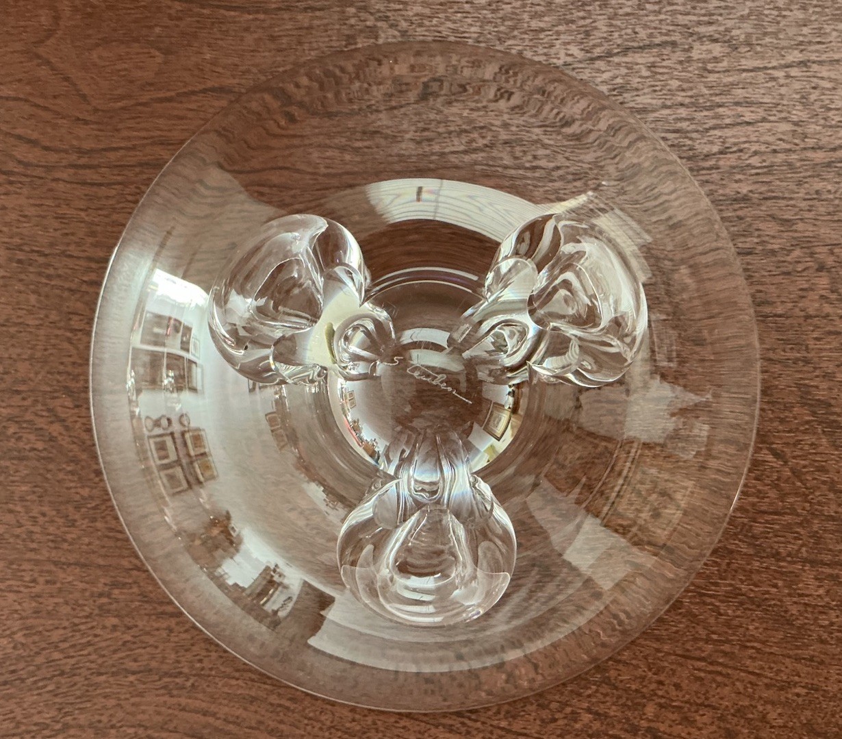STEUBEN ~ FLORET 7 7/8” CRYSTAL FOOTED BOWL ~ DONALD POLLARD DESIGN ~ CA. 1950’S