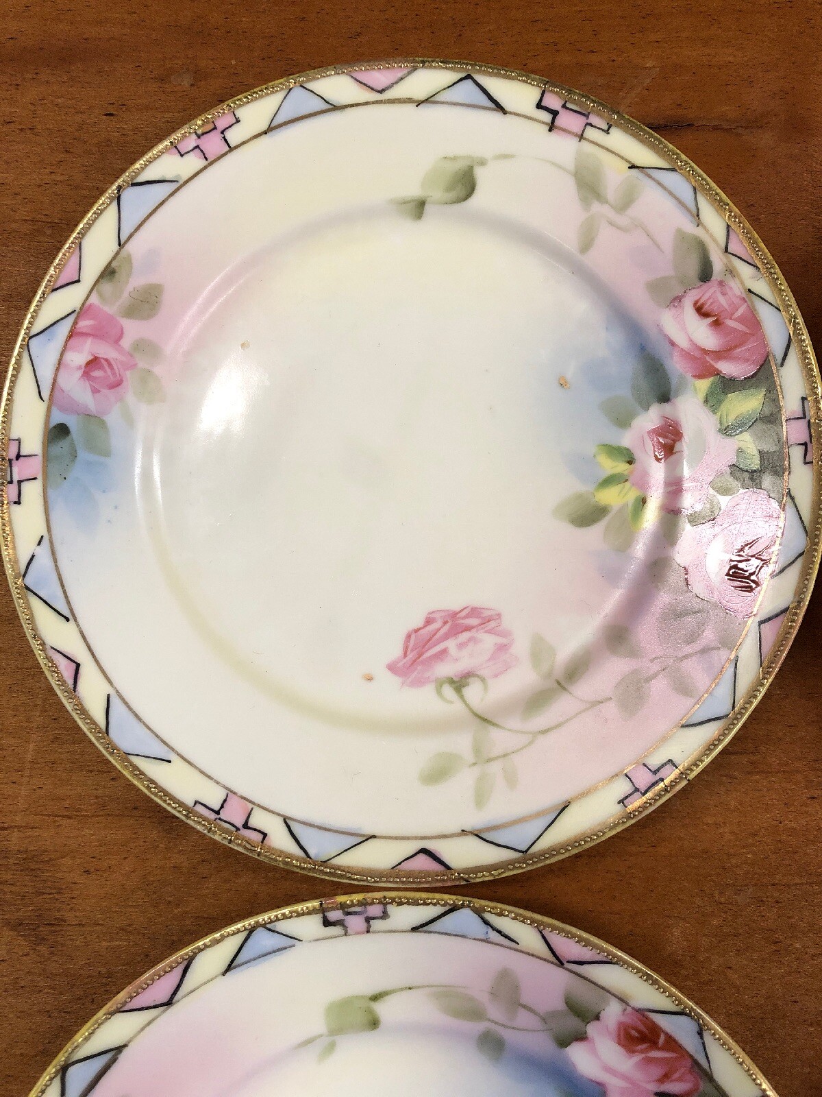 Vintage Antique Nippon Gold Rose floral Dessert Appetizer Plates plate set 6