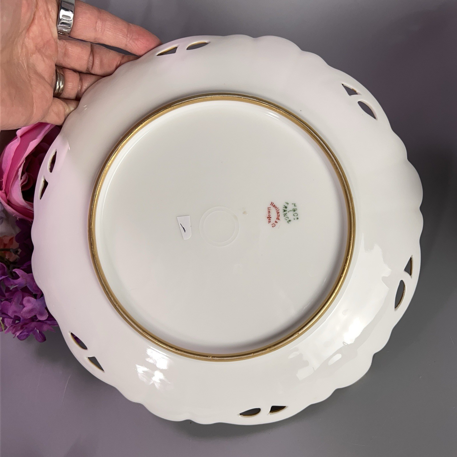 Antique Haviland Co Limoges luncheon plates Rinceaux Blank Raised Gilt 9” France