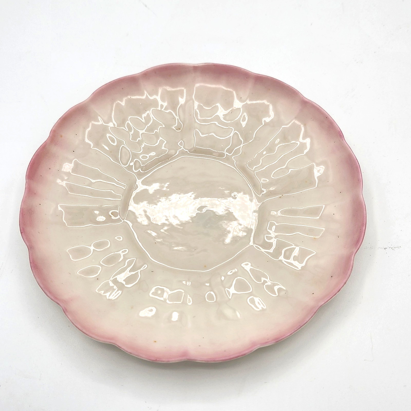 Rare Antique Belleek Tridacna Pink Cup & Saucer 1st Black Mark Shell EUC C.1880
