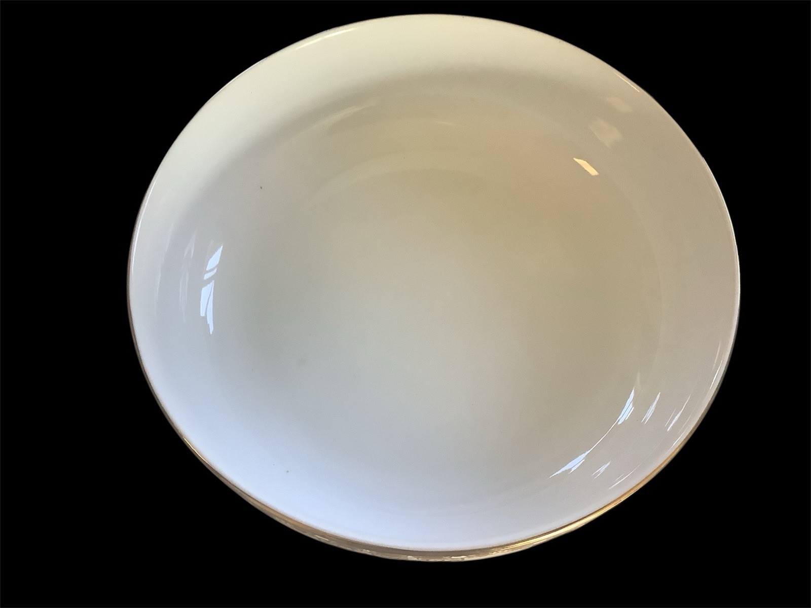 Holiday Home Large White Porcelain Serving Bowl With Gold Rim & Gold Design 11”