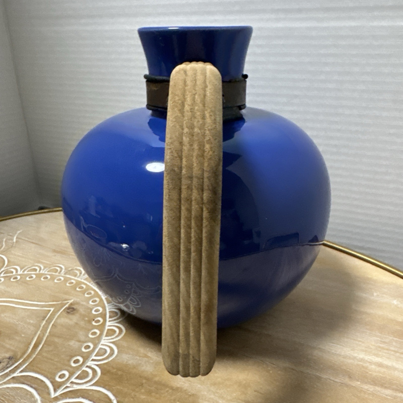 Vintage 1930s Hollydale Pottery California Cobalt Glaze Coffee Carafe Jug