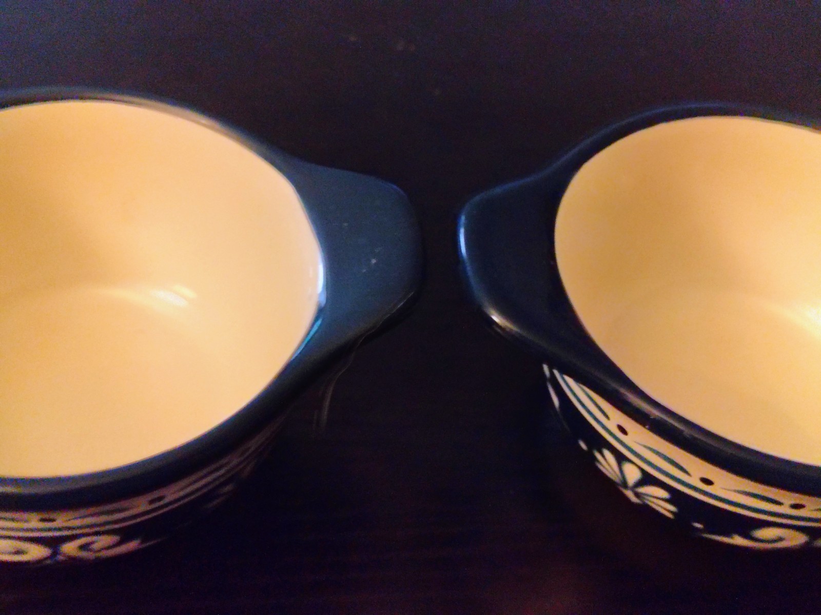 2 Small Bobby Flay Bowls Cream And Blue