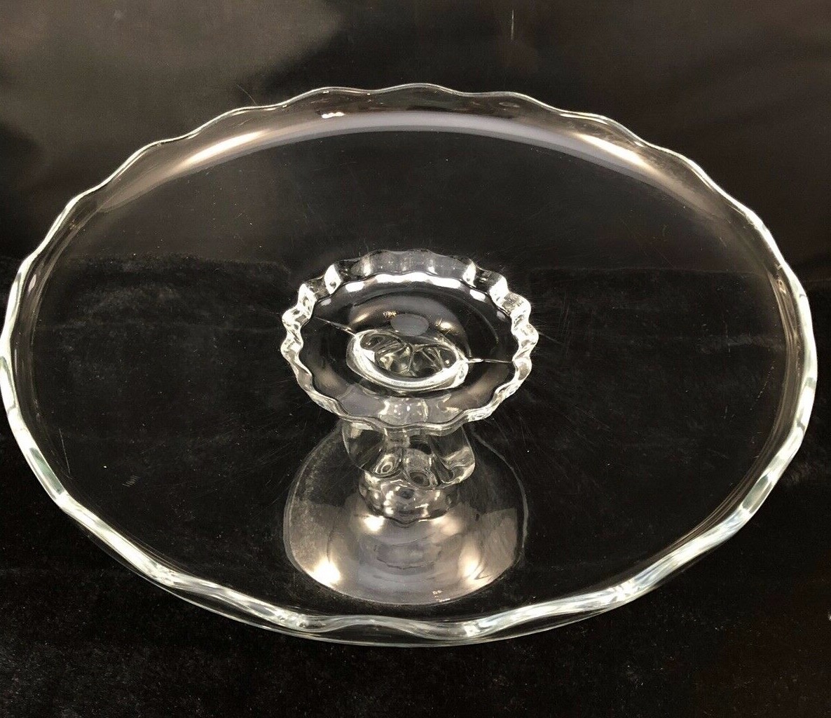 Viking Martinsville Princess Clear Heart Stem Pedestal Cake Plate 11″