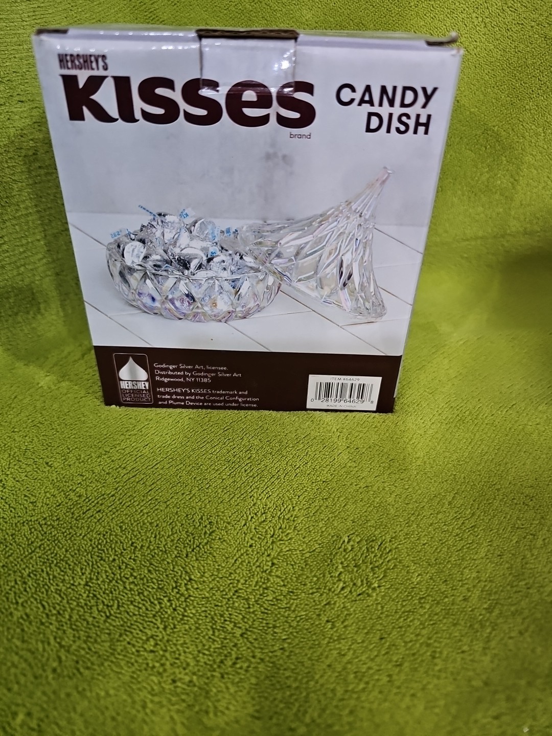 Hershey’s Kiss Iridescent Candy Dish Godinger Crystal Covered Kisses Box Gift