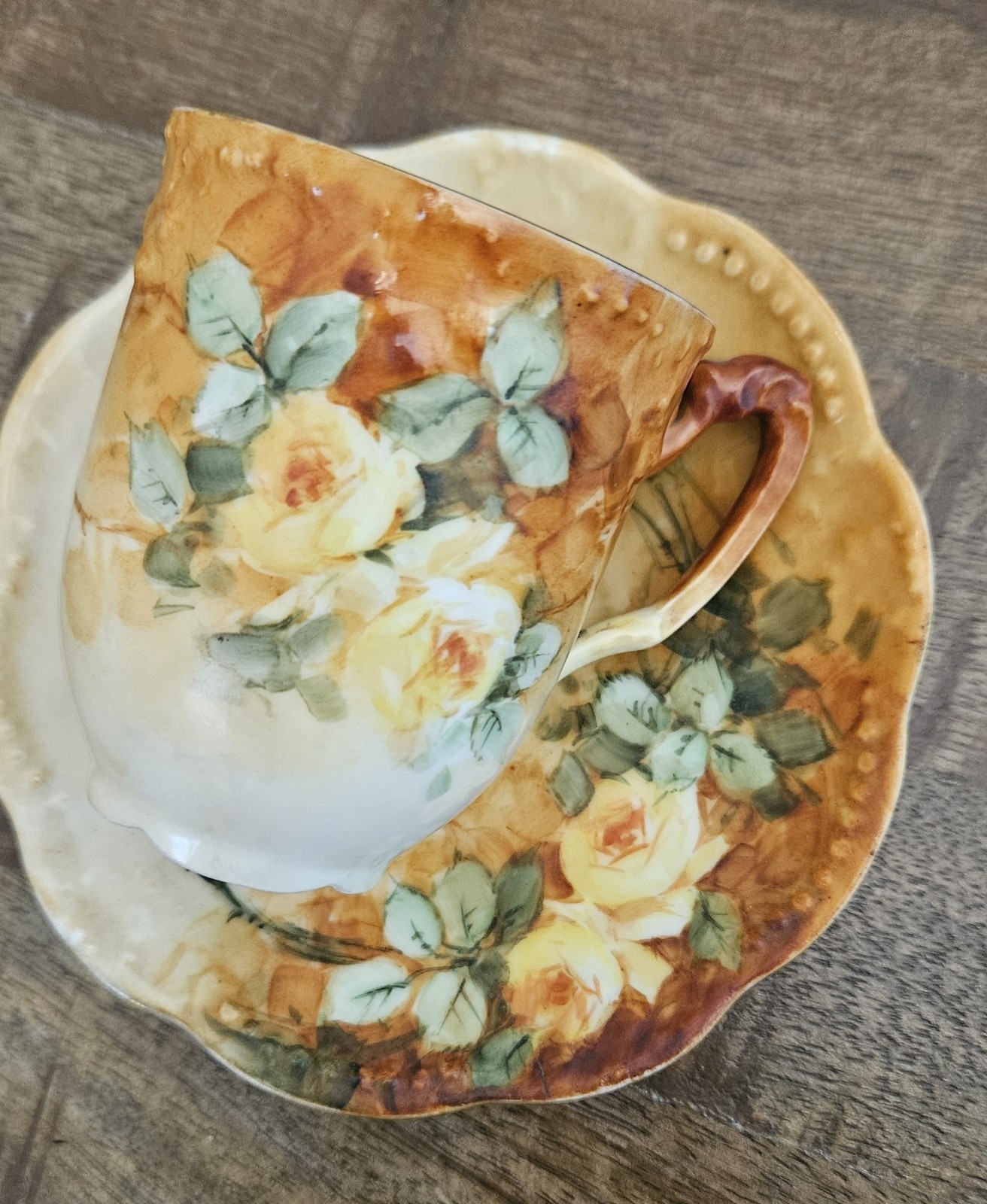 Vintage AKD France Floral Cup & Saucer Set of 5 (10 Pieces)