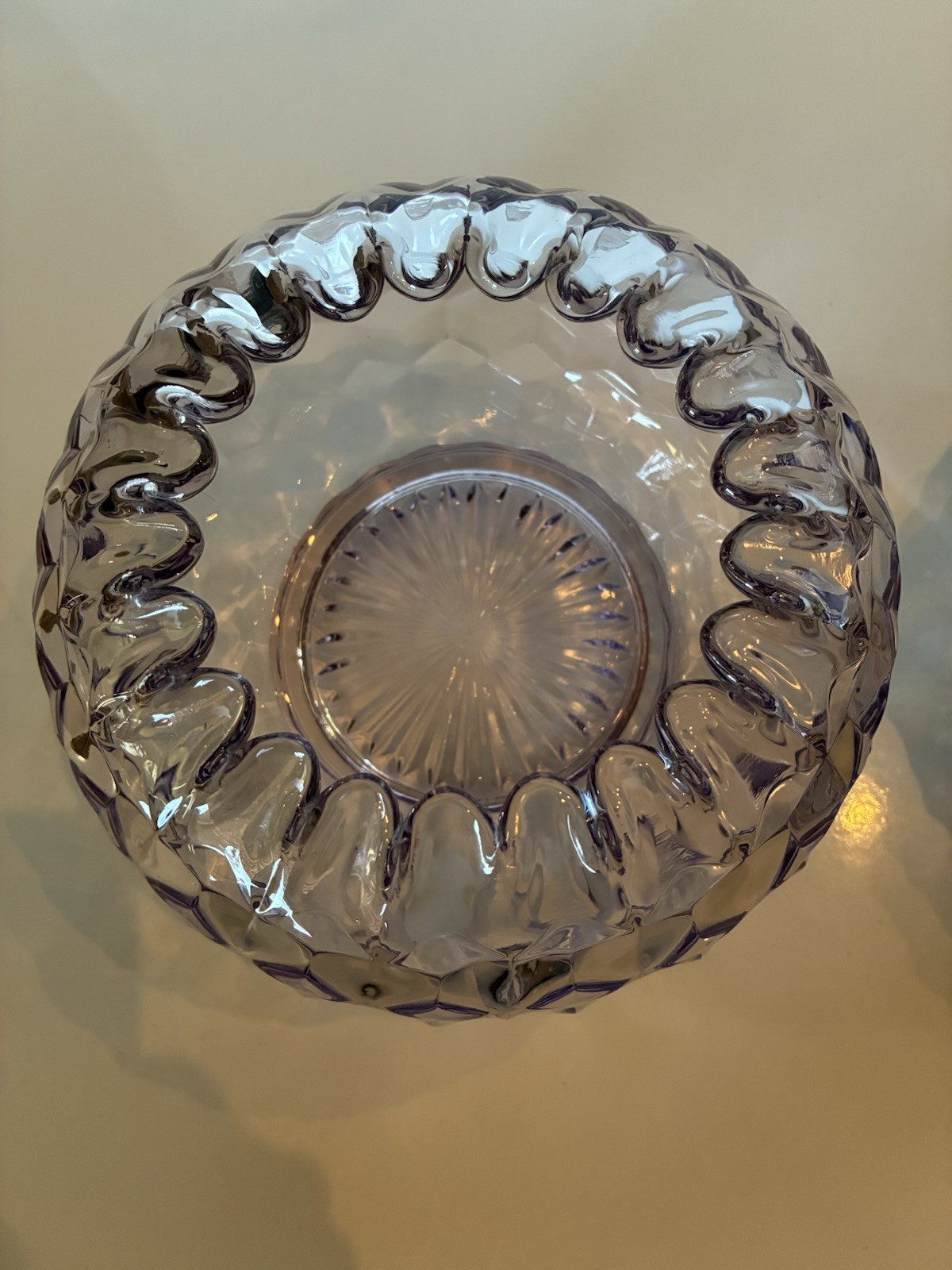 Antique/Vintage Fostoria American Glass Rose Bowl Centerpiece Cube Pattern Set 2