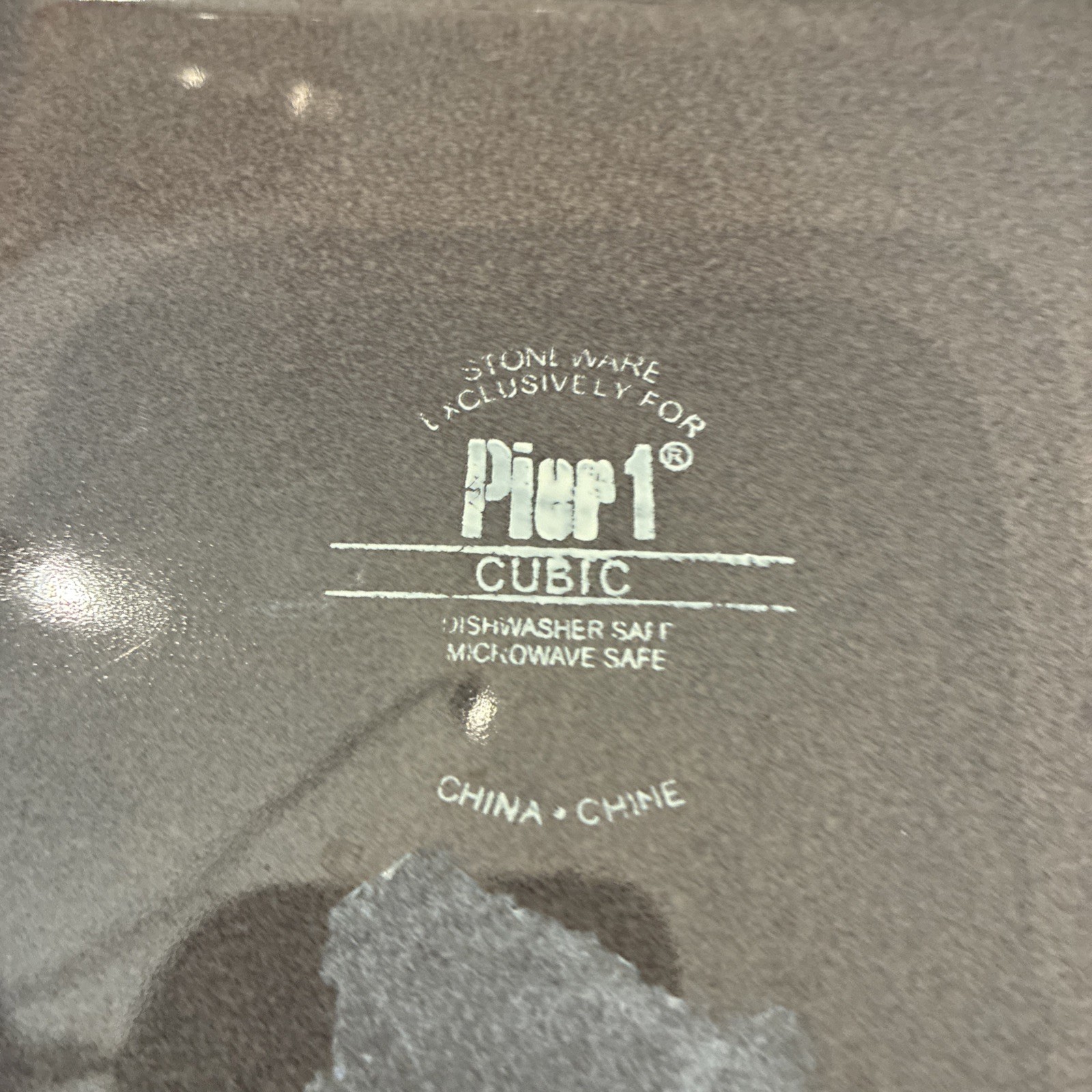 4-Pier 1 Dark Gray Cubic Incised Lines Square Salad/Dessert Plates 8”x8”
