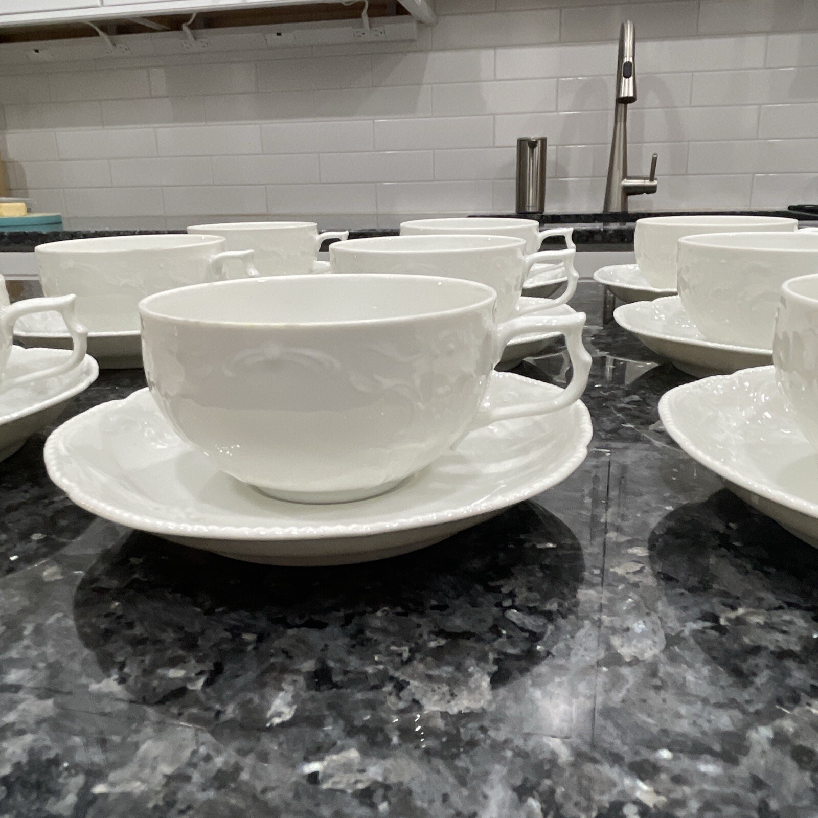 Germany Rosenthal Sanssouci Continental White China Flat Low Cup & Saucer Set