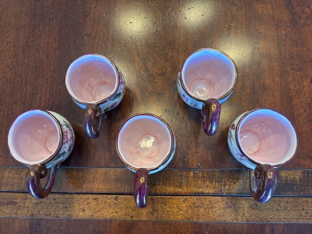 MCKENZIE CHILDS CHELSEA LUSTER TEA CUPS 2003 RARE LOT OF 5