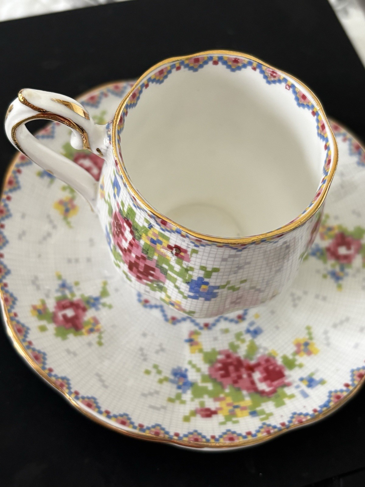 Vintage Royal Albert “Petit Point” Demitasse Cup and Saucer – England