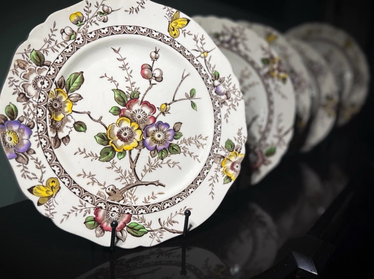 Set of 5 Alfred Meakin Medway Beautiful Dinner Plates Transferware Floral